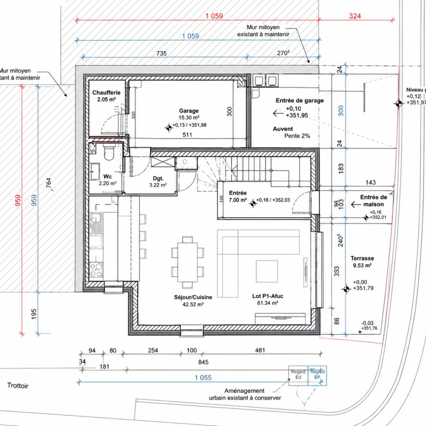 Plan 2D architectural utilisé pour la création d’une visite 3D