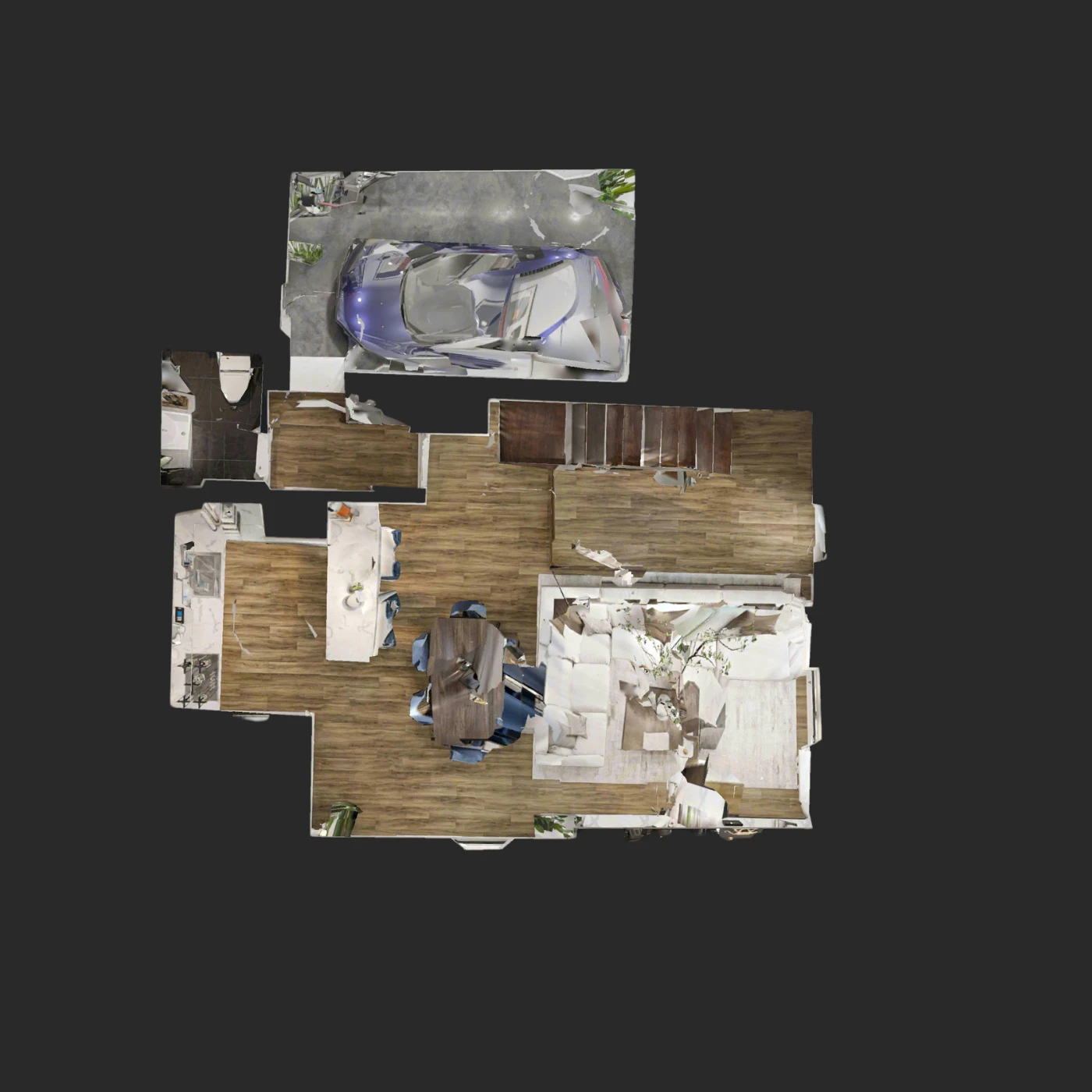 Vue 3D Dollhouse réalisée à partir du plan architectural
